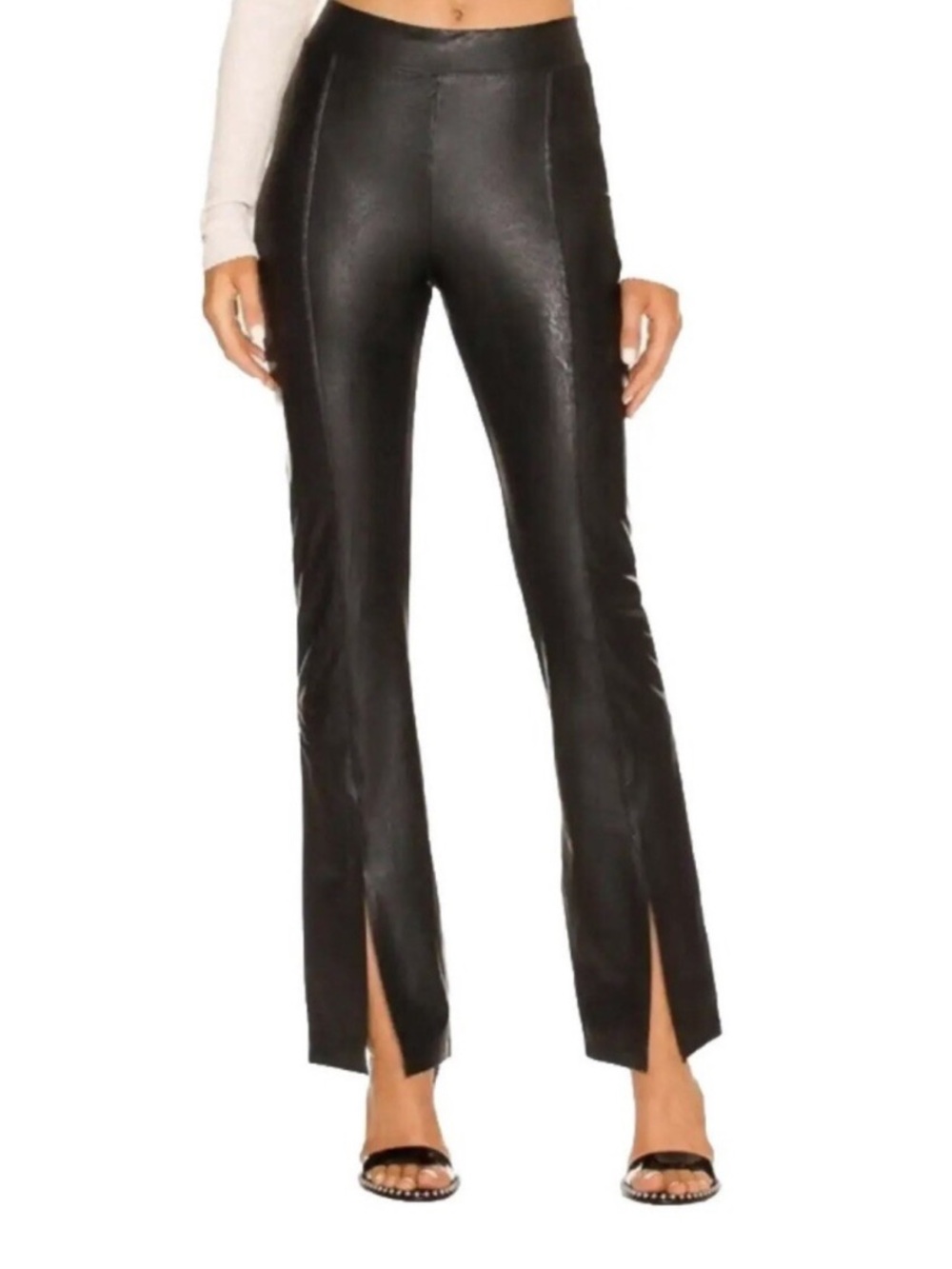 Commando Faux Leather Split Front Black Minimalist Pant